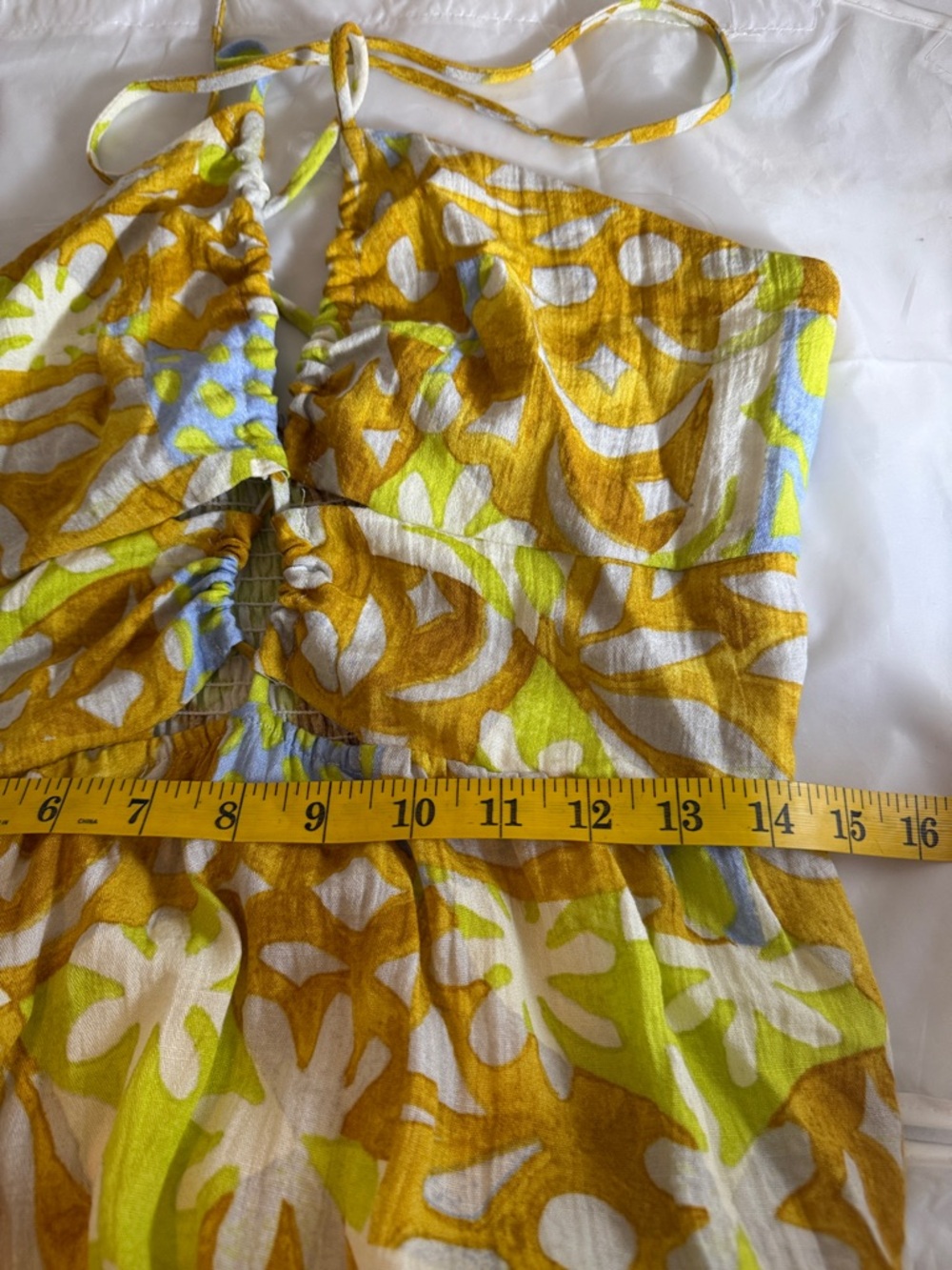 ILLA ILLA Yellow Floral Halter Maxi Dress with Lace Trim - Picture 8 of 9